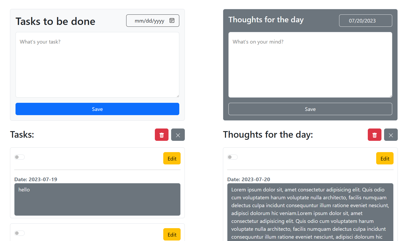 Thoughts and Tasks Banner